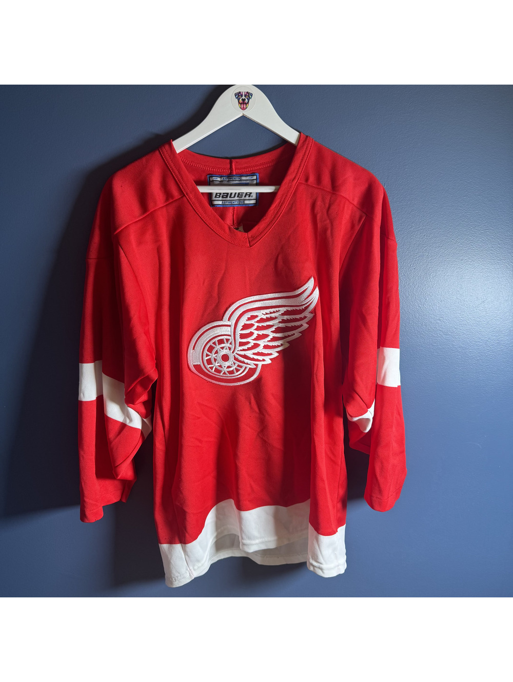 Vintage 90s Bauer Detroit Red Wings NHL Hockey Jersey Made In Canada Sz S